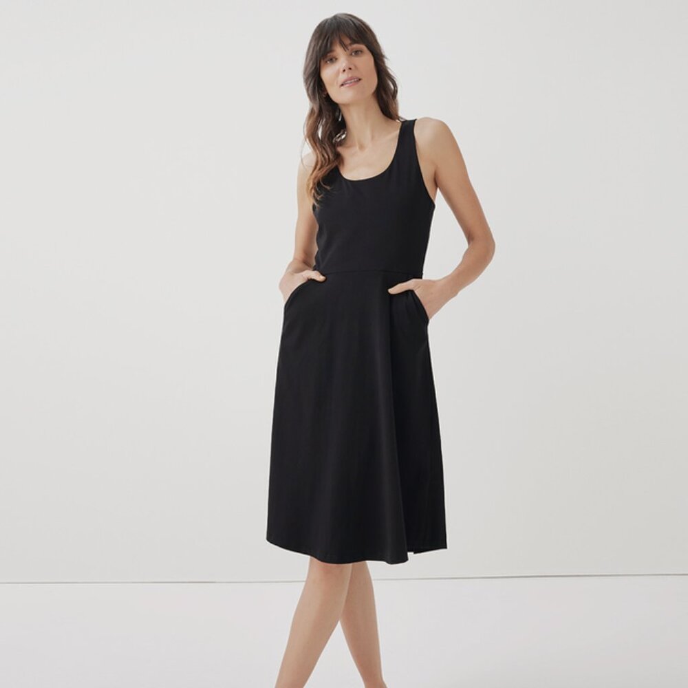 Pact Fit & Flare Tie-Back Dress